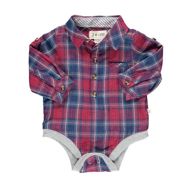 Me and Henry Other - Red and Blue Plaid Onesie (3mo -24mo)